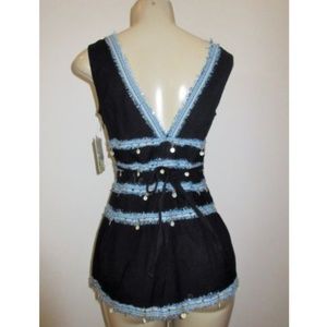 NEW FREE PEOPLE Size 4 Embellished Rain Dance Top